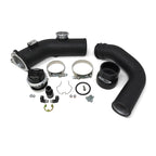BMW B48 BOV charge pipe installed in engine bay with turbo setup