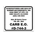 Replacement CARB Sticker - Burger Motorsports 