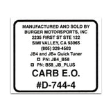Replacement CARB Sticker - Burger Motorsports 